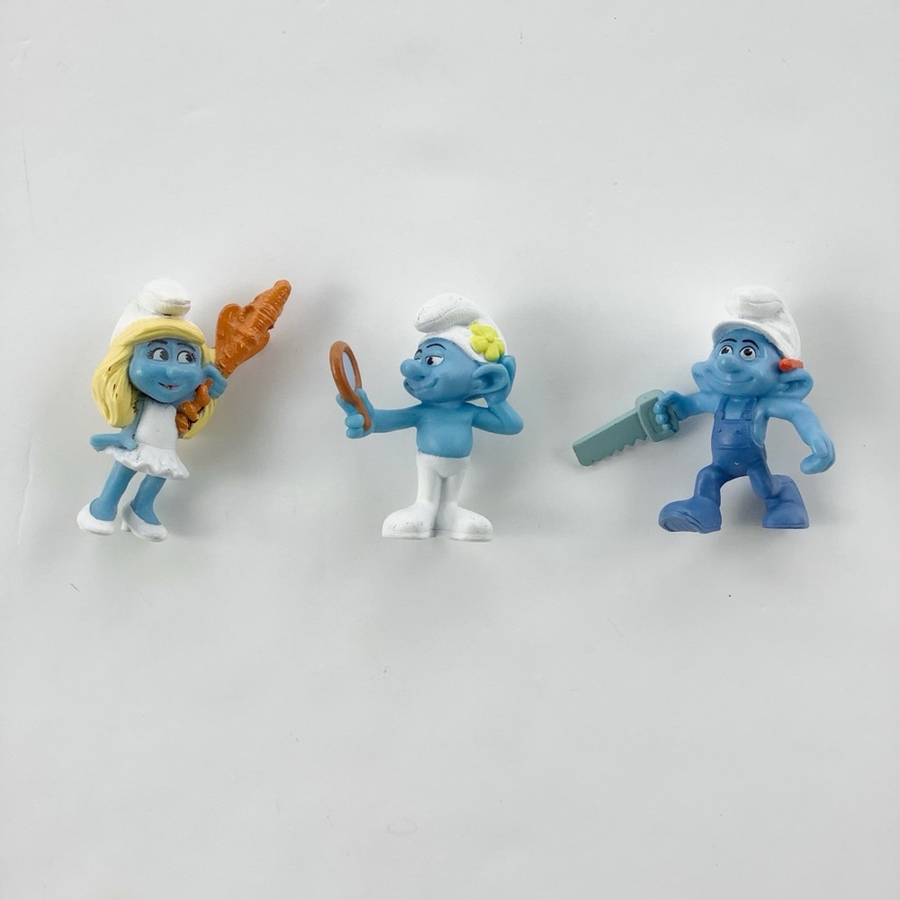 Blue Smurf Character Toy Figures - Set of 3